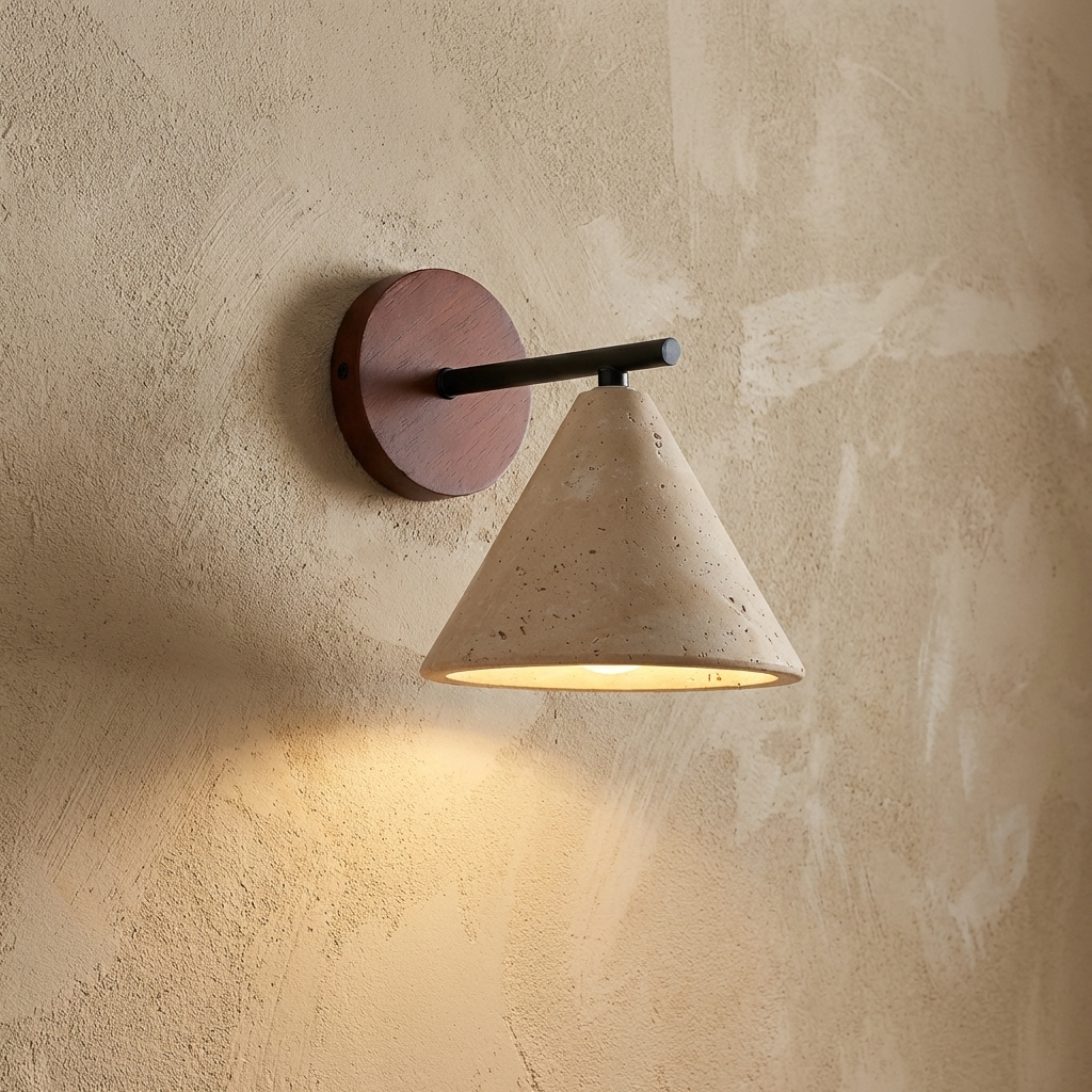 Natural Travertine Stone Cone Wall Light