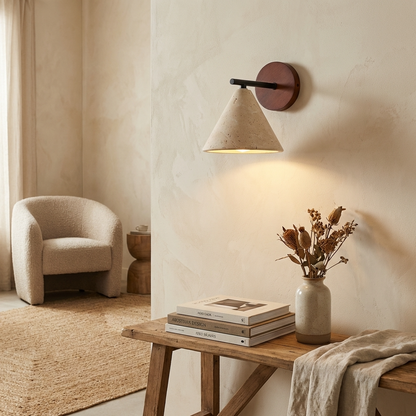Natural Travertine Stone Cone Wall Light