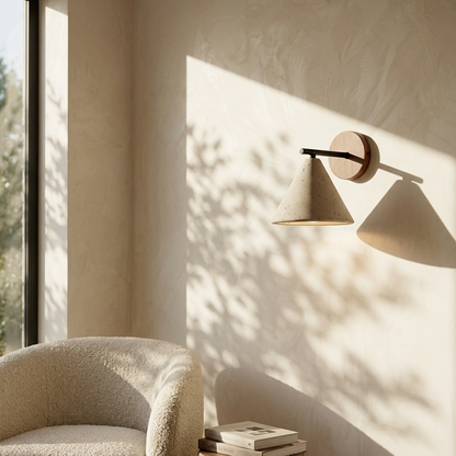 Natural Travertine Stone Cone Wall Light