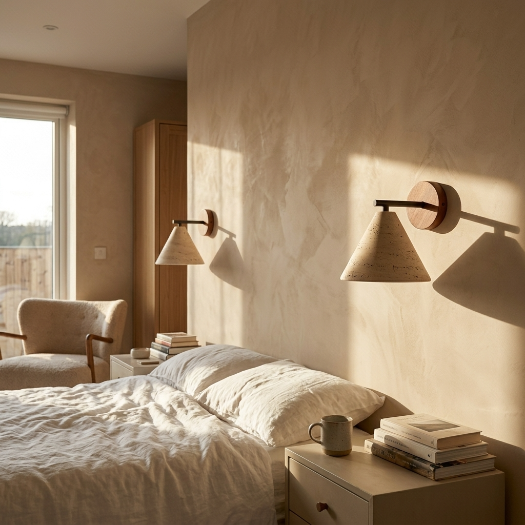 Natural Travertine Stone Cone Wall Light