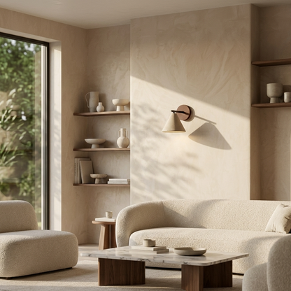 Natural Travertine Stone Cone Wall Light