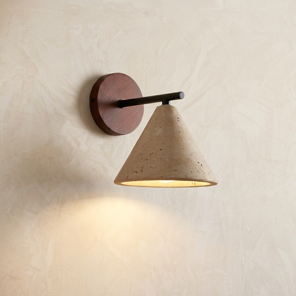Natural Travertine Stone Cone Wall Light