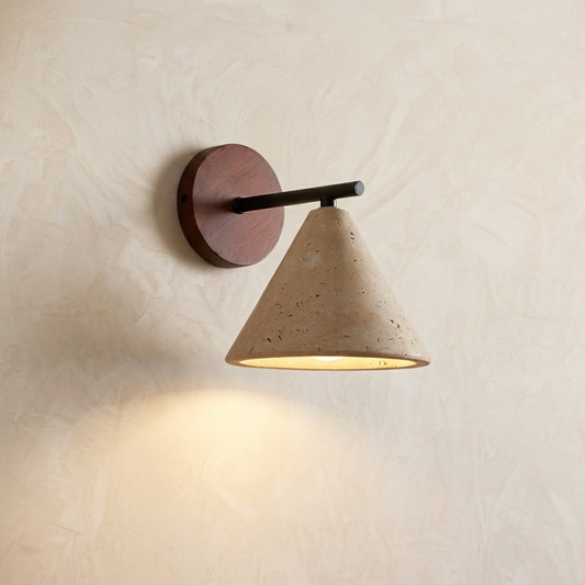 Natural Travertine Stone Cone Wall Light