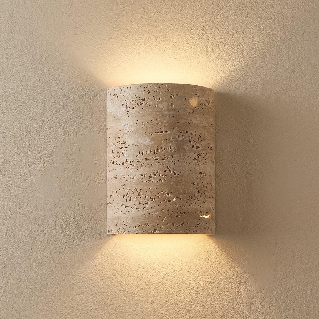 Natural Travertine Stone Curved Wall Light