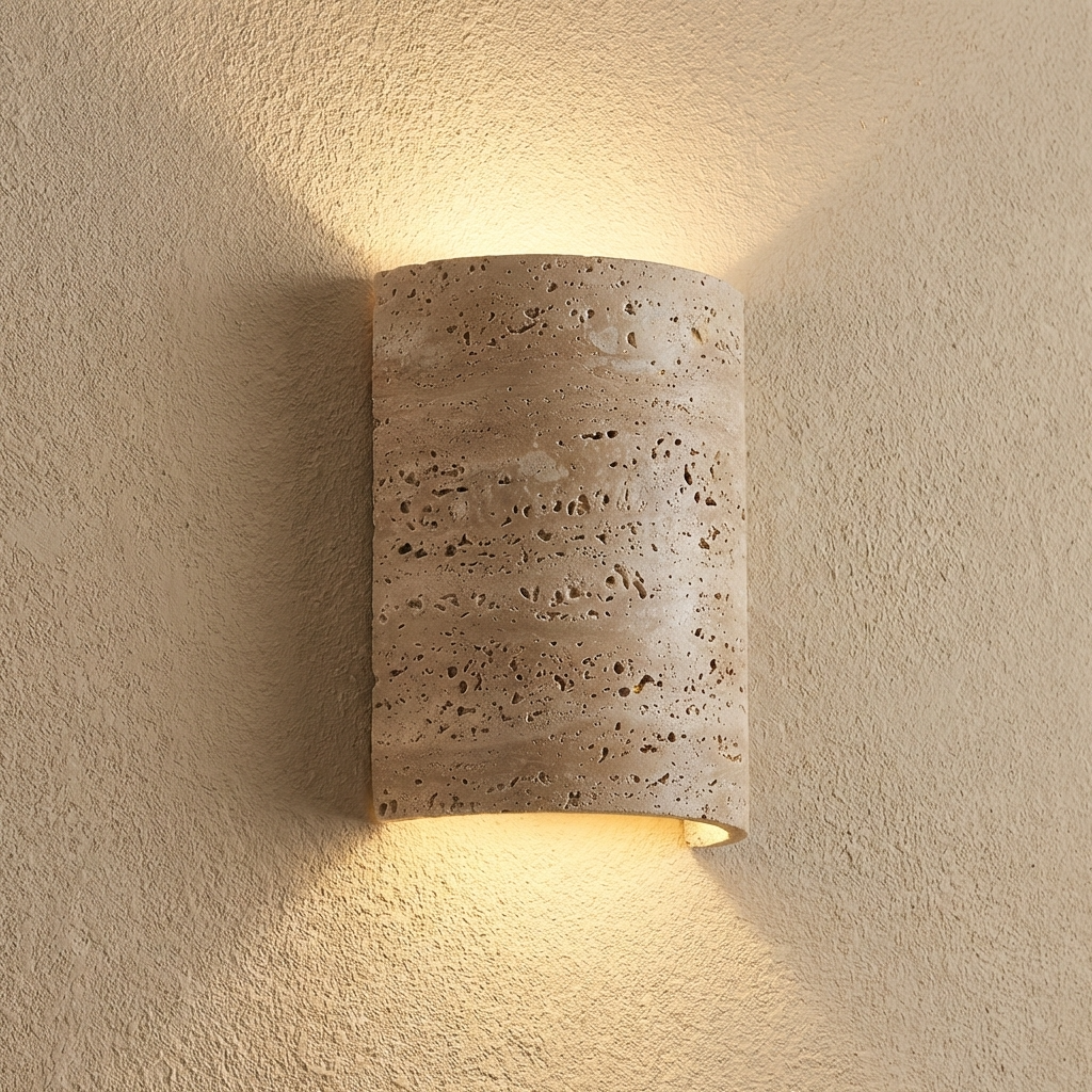 Natural Travertine Stone Curved Wall Light