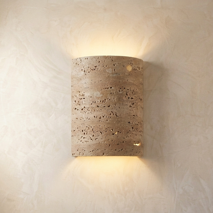 Natural Travertine Stone Curved Wall Light