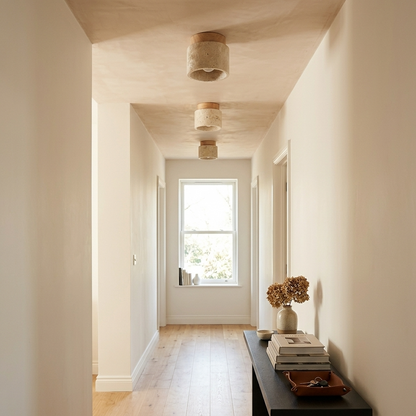 Natural Travertine Stone Cylinder Ceiling Light