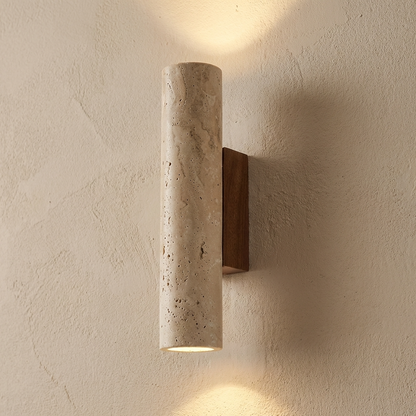 Natural Travertine Stone Cylinder Sconce Wall Light