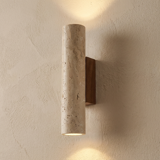 Natural Travertine Stone Cylinder Sconce Wall Light