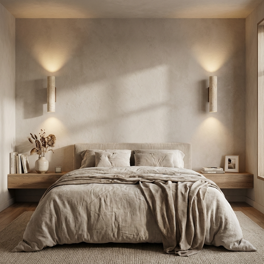 Natural Travertine Stone Cylinder Sconce Wall Light