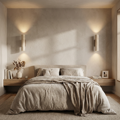 Natural Travertine Stone Cylinder Sconce Wall Light