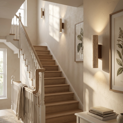 Natural Travertine Stone Cylinder Sconce Wall Light