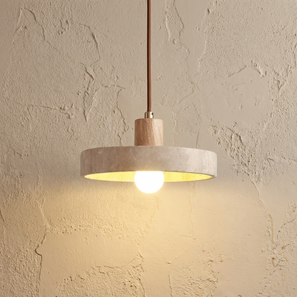 Natural Travertine Stone Disc Pendant Light