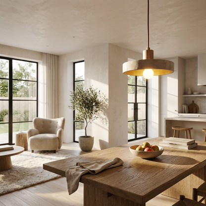 Natural Travertine Stone Disc Pendant Light