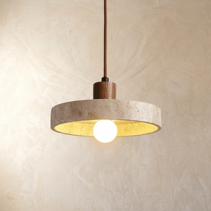 Natural Travertine Stone Disc Pendant Light