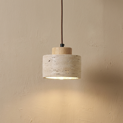 Natural Travertine Stone Drum Pendant Light