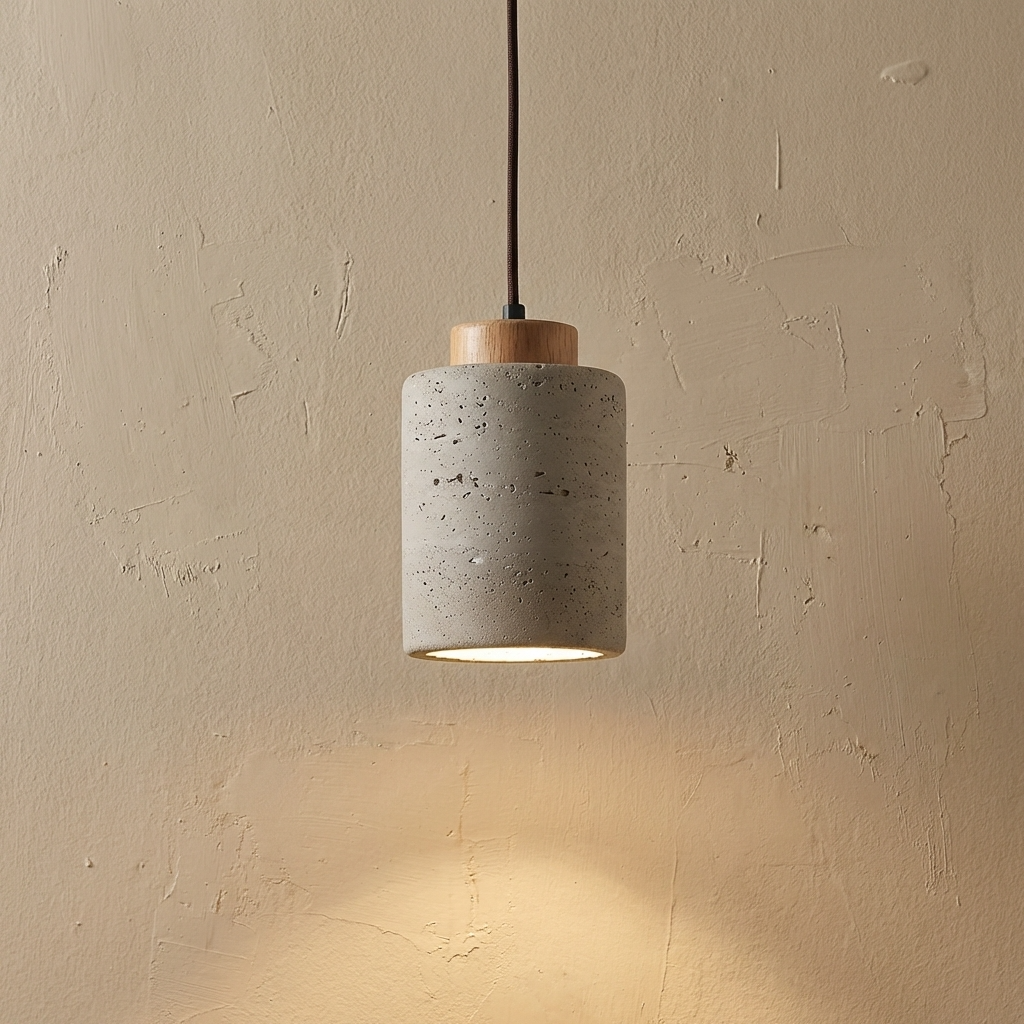 Natural Travertine Stone Drum Pendant Light