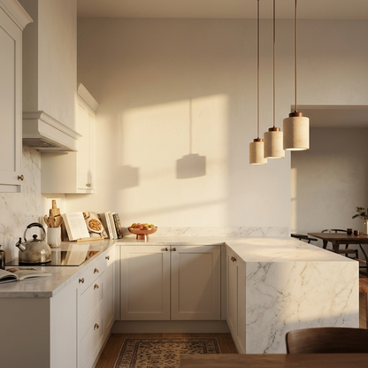 Natural Travertine Stone Drum Pendant Light