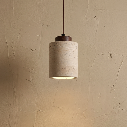 Natural Travertine Stone Drum Pendant Light