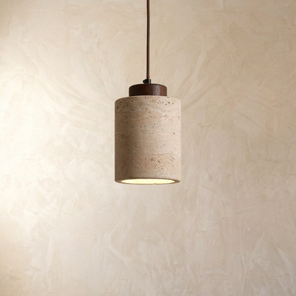 Natural Travertine Stone Drum Pendant Light