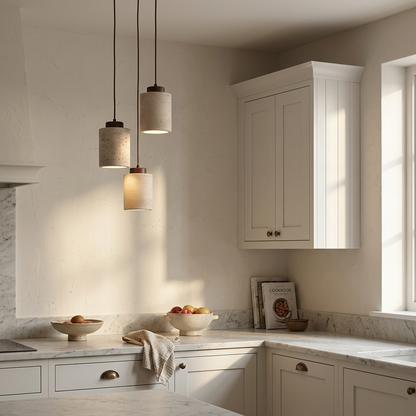 Natural Travertine Stone Drum Pendant Light