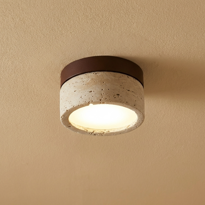 Natural Travertine Stone Flush Ceiling Light