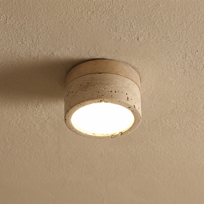 Natural Travertine Stone Flush Ceiling Light