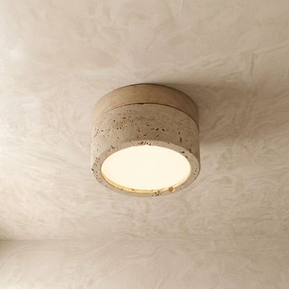 Natural Travertine Stone Flush Ceiling Light