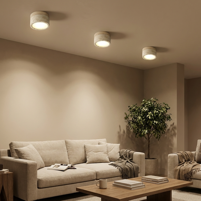 Natural Travertine Stone Flush Ceiling Light