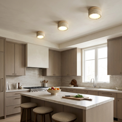 Natural Travertine Stone Flush Ceiling Light