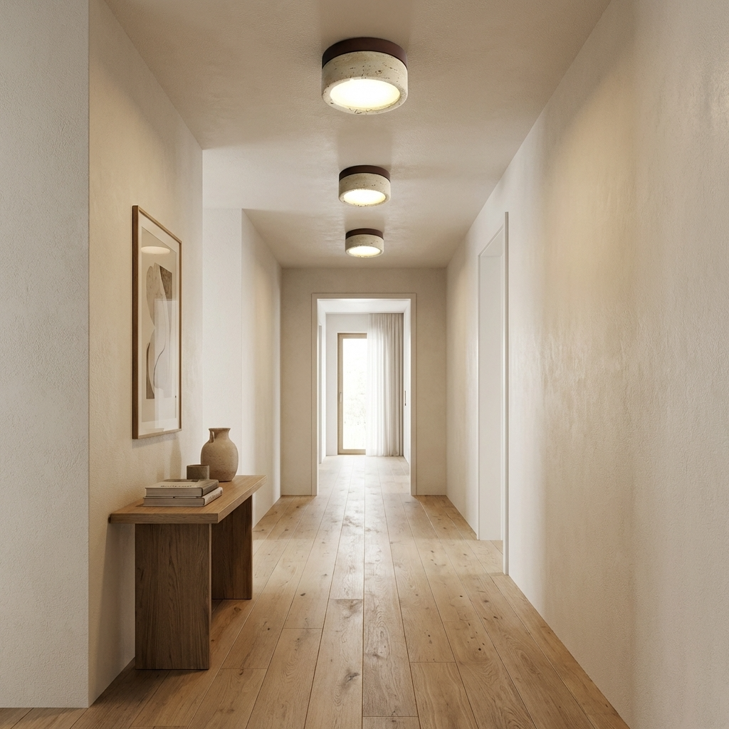Natural Travertine Stone Flush Ceiling Light