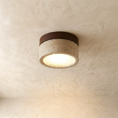 Natural Travertine Stone Flush Ceiling Light
