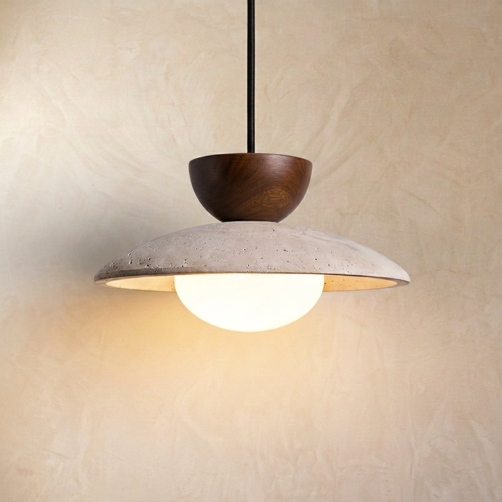 Natural Travertine Stone Globe Pendant Light