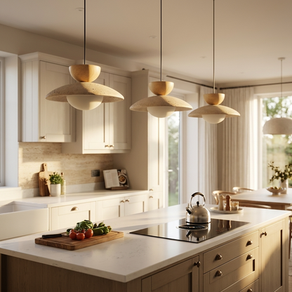 Natural Travertine Stone Globe Pendant Light