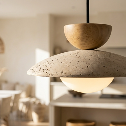 Natural Travertine Stone Globe Pendant Light