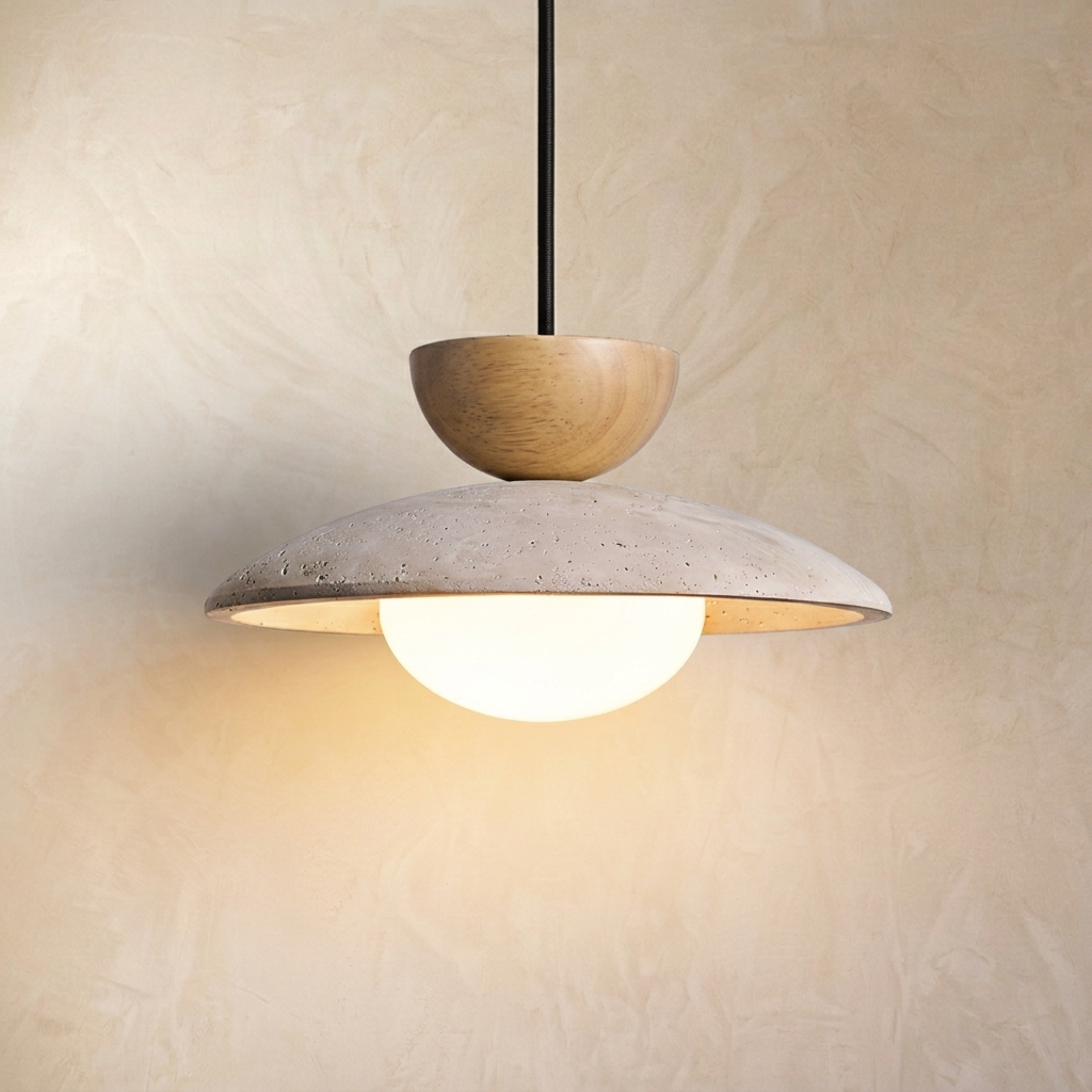 Natural Travertine Stone Globe Pendant Light