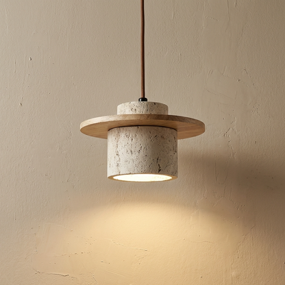 Natural Travertine Stone Layered Pendant Light