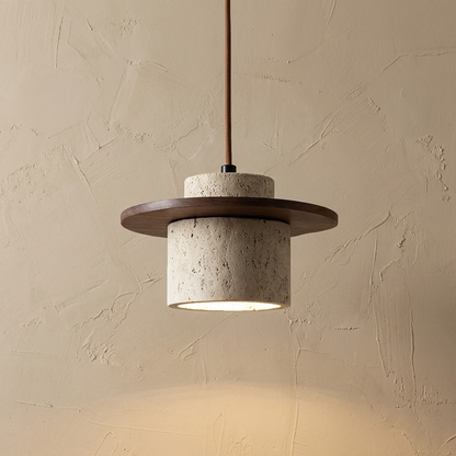 Natural Travertine Stone Layered Pendant Light