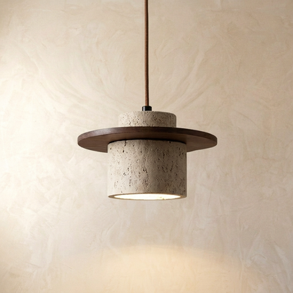 Natural Travertine Stone Layered Pendant Light