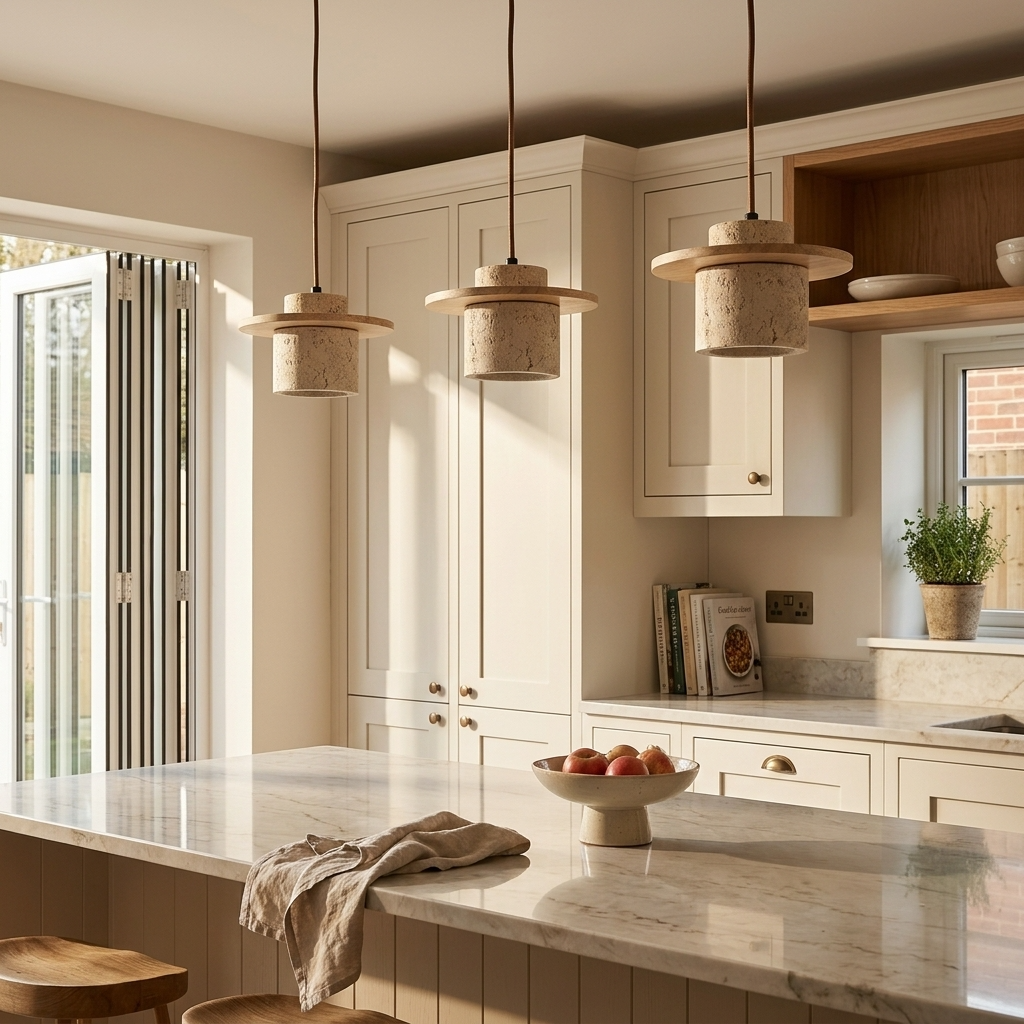Natural Travertine Stone Layered Pendant Light