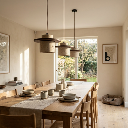 Natural Travertine Stone Layered Pendant Light