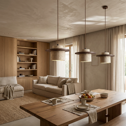 Natural Travertine Stone Layered Pendant Light