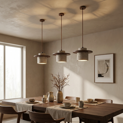 Natural Travertine Stone Layered Pendant Light