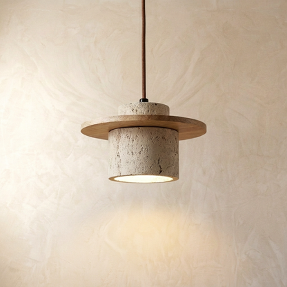 Natural Travertine Stone Layered Pendant Light
