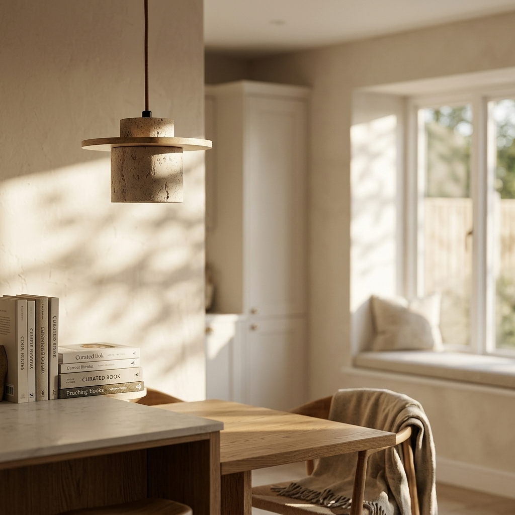 Natural Travertine Stone Layered Pendant Light