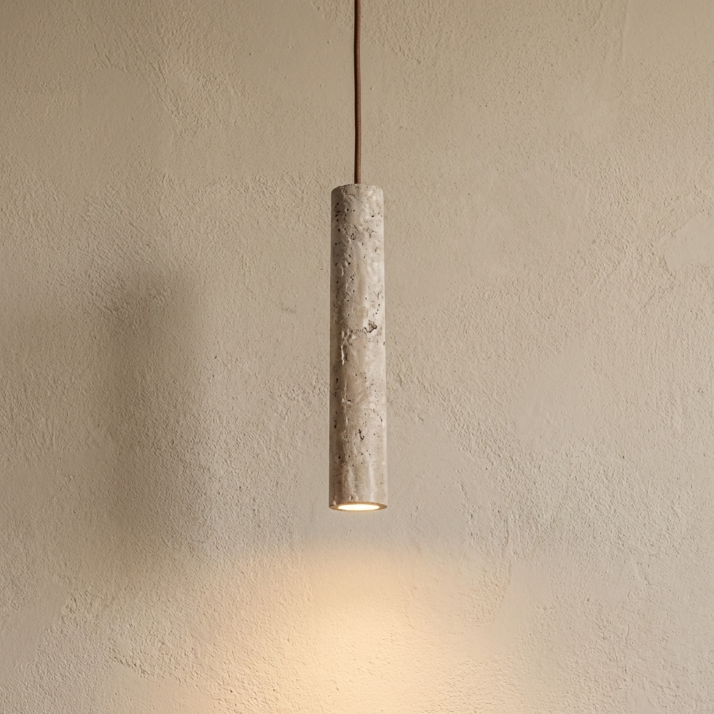 Natural Travertine Stone Linear Slim Pendant Light