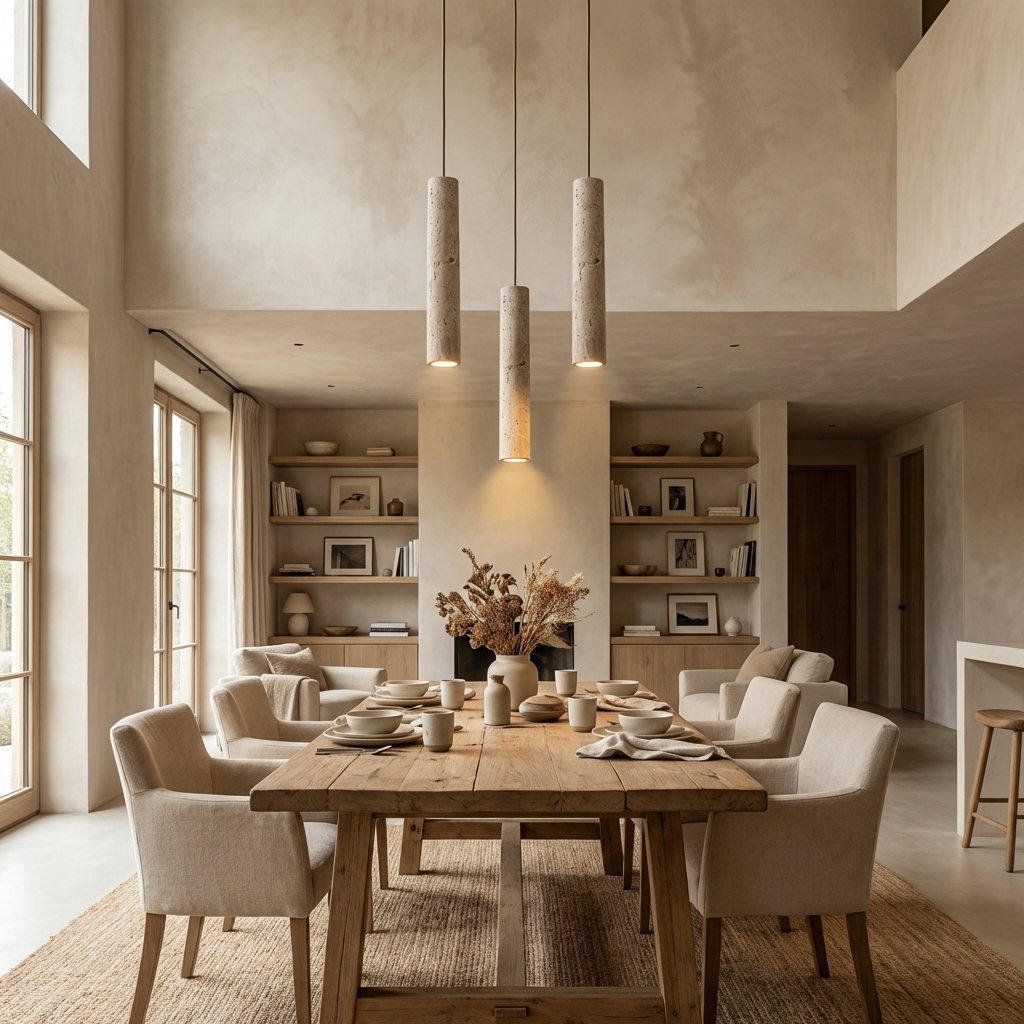 Natural Travertine Stone Linear Slim Pendant Light