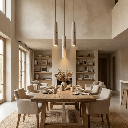 Natural Travertine Stone Linear Slim Pendant Light