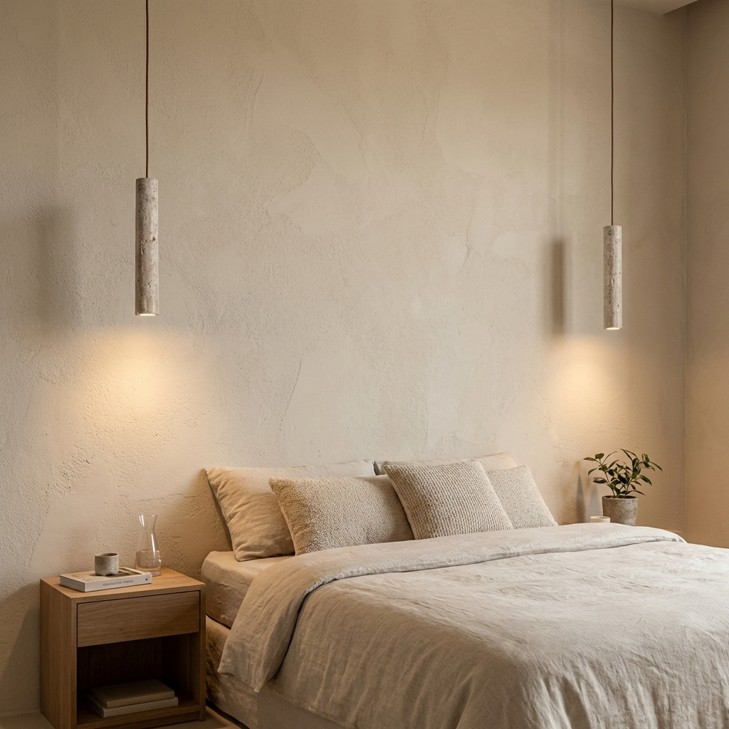 Natural Travertine Stone Linear Slim Pendant Light