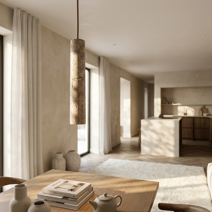 Natural Travertine Stone Linear Slim Pendant Light